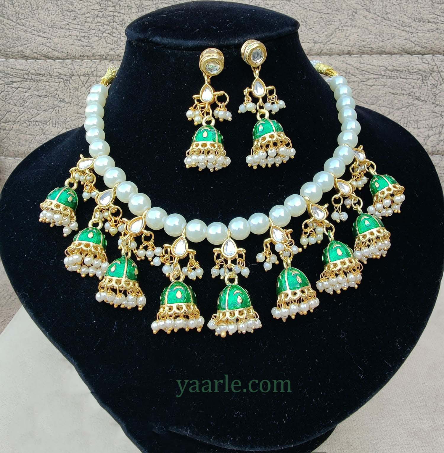 Green Kholhapuri Premium Necklace - Keralaspecial